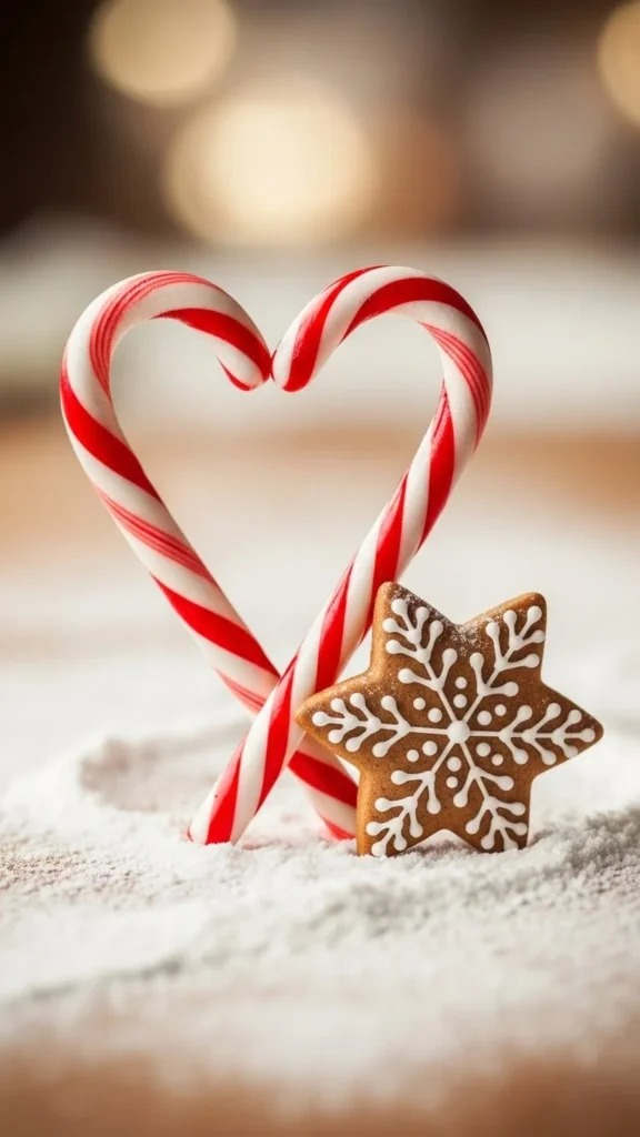 Candy Cane Heart With Gingerbread Accents