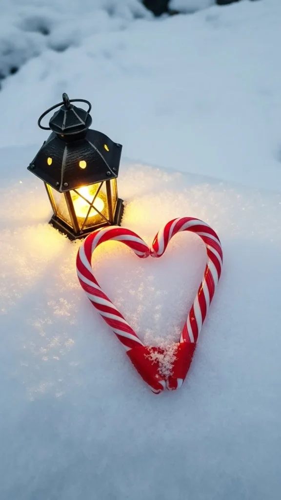 Candy Cane Heart With Lantern Glow
