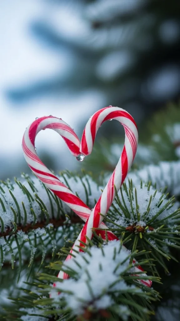 Candy Cane Heart With Snowy Branches
