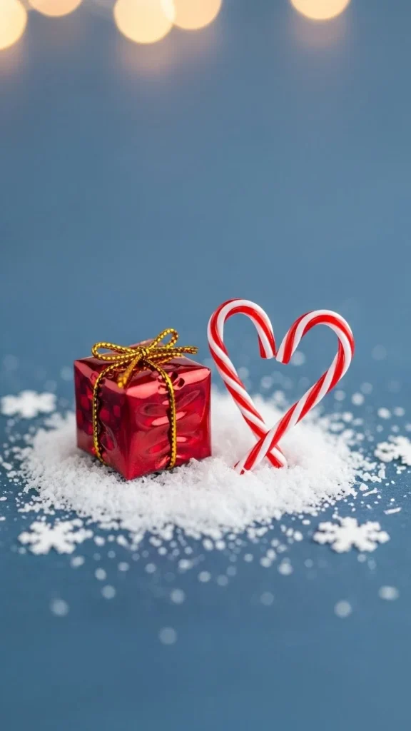 Candy Cane Heart With Tiny Gift Box