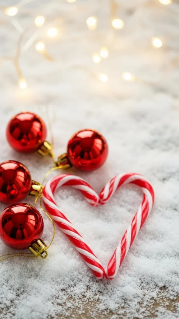 Candy Cane Heart With Tiny Ornaments