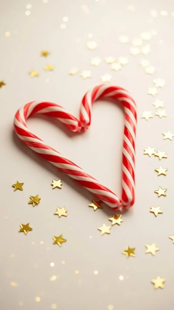 Candy Cane Heart With Tiny Stars