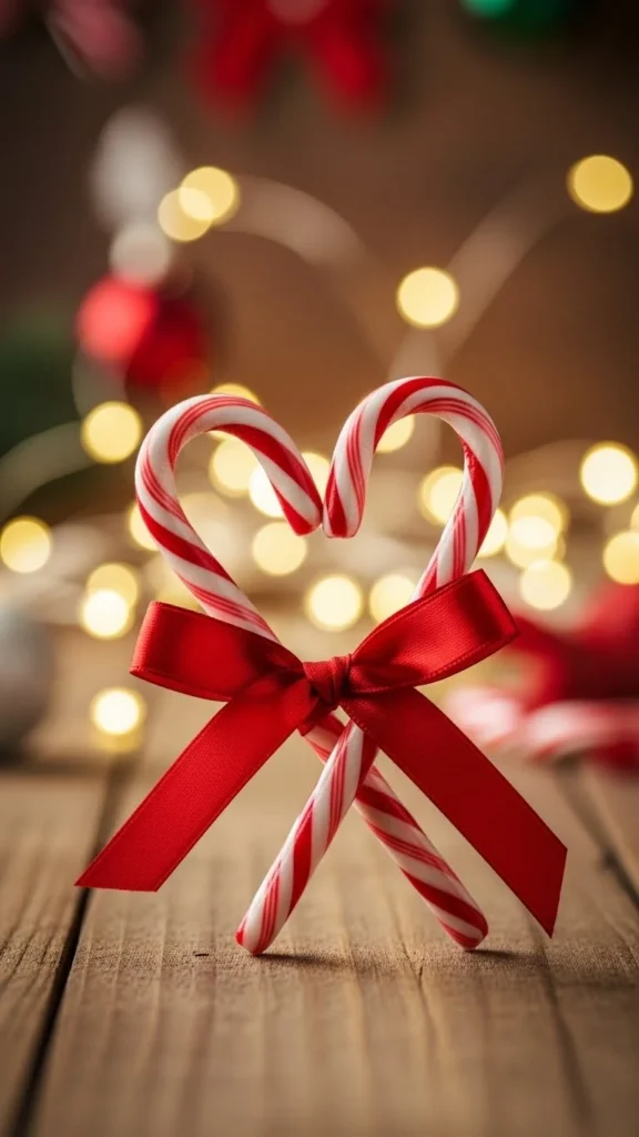 Ribbon-Wrapped Candy Cane Heart