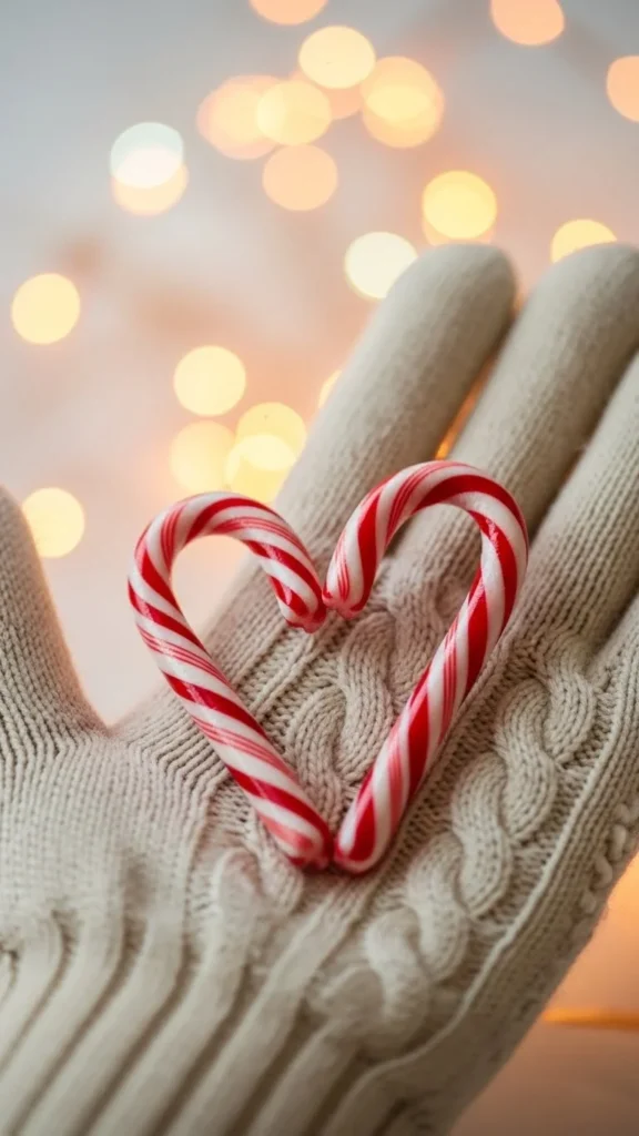Tiny Candy Cane Heart on the Finger