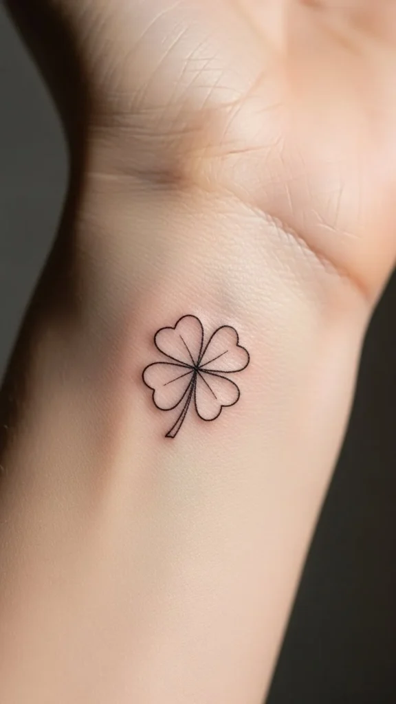 Fine Line Four Leaf Clover