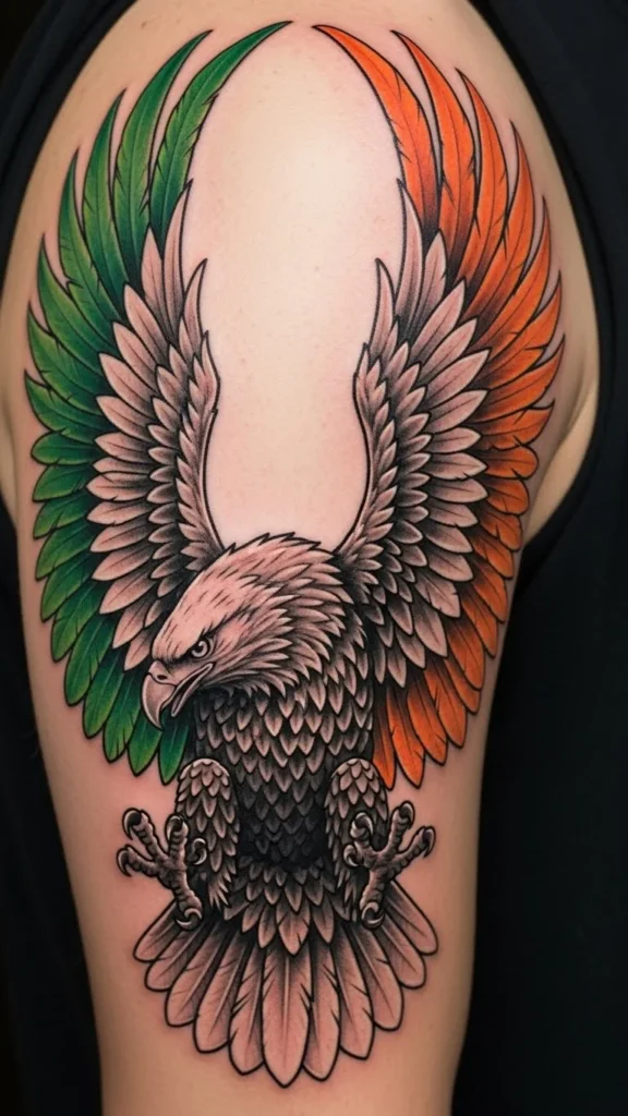 Irish Flag Eagle Tattoo