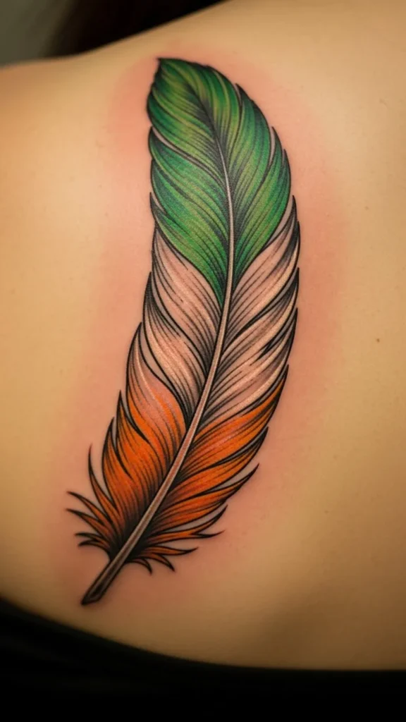 Irish Flag Feather Tattoo