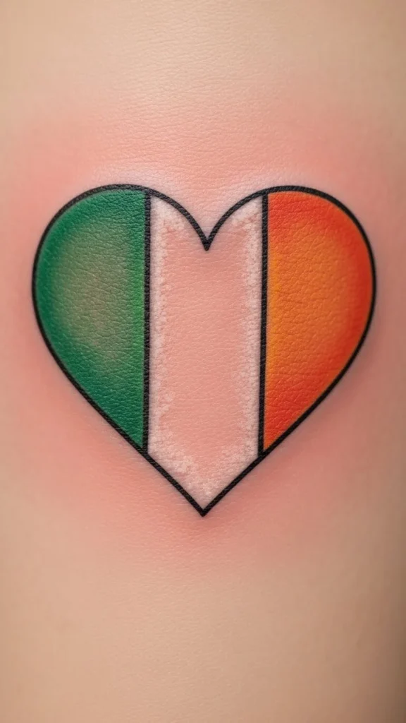 Irish Flag Heart Tattoo
