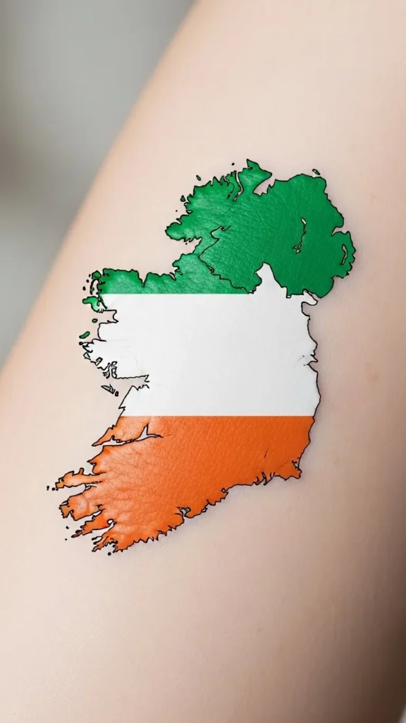 Irish Flag Map Outline Tattoo
