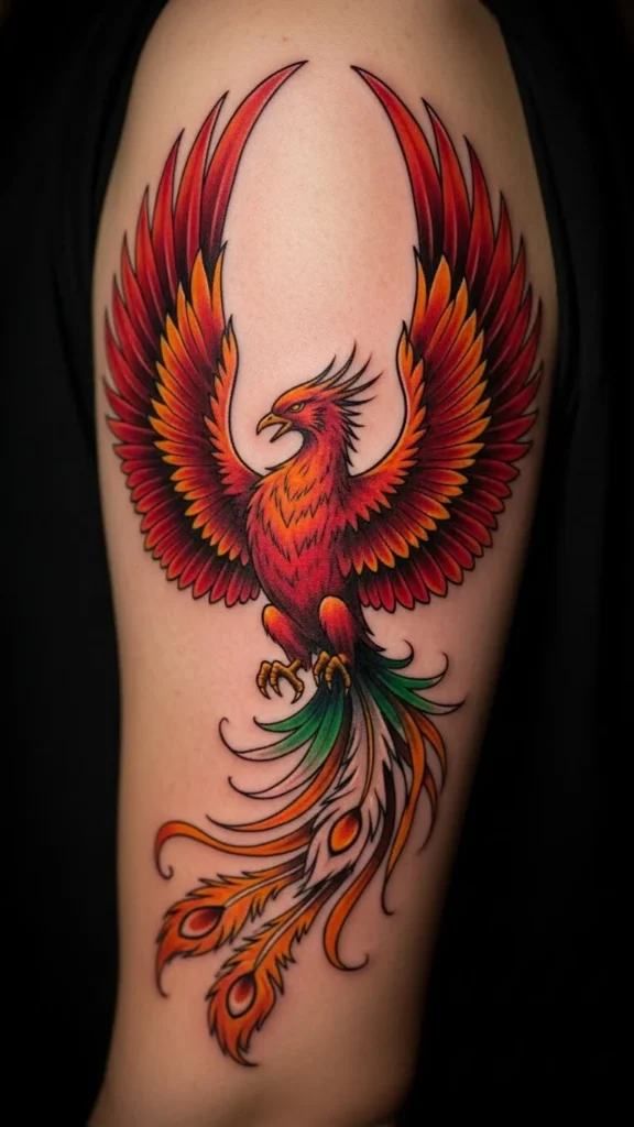 Irish Flag Phoenix Tattoo