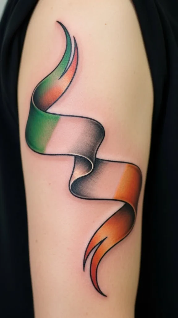 Irish Flag Script-Free Banner Tattoo