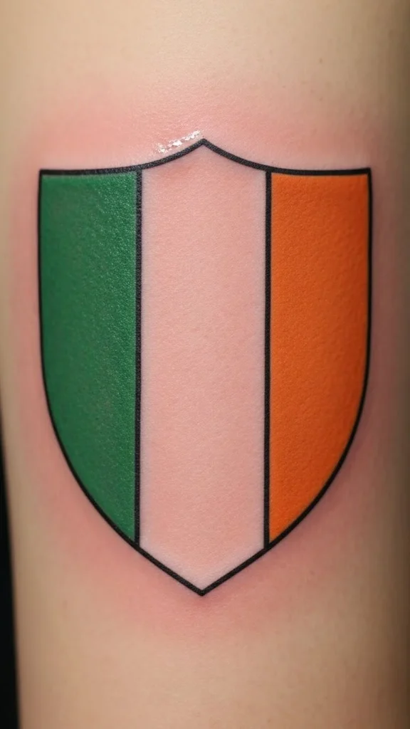 Irish Flag Shield Tattoo