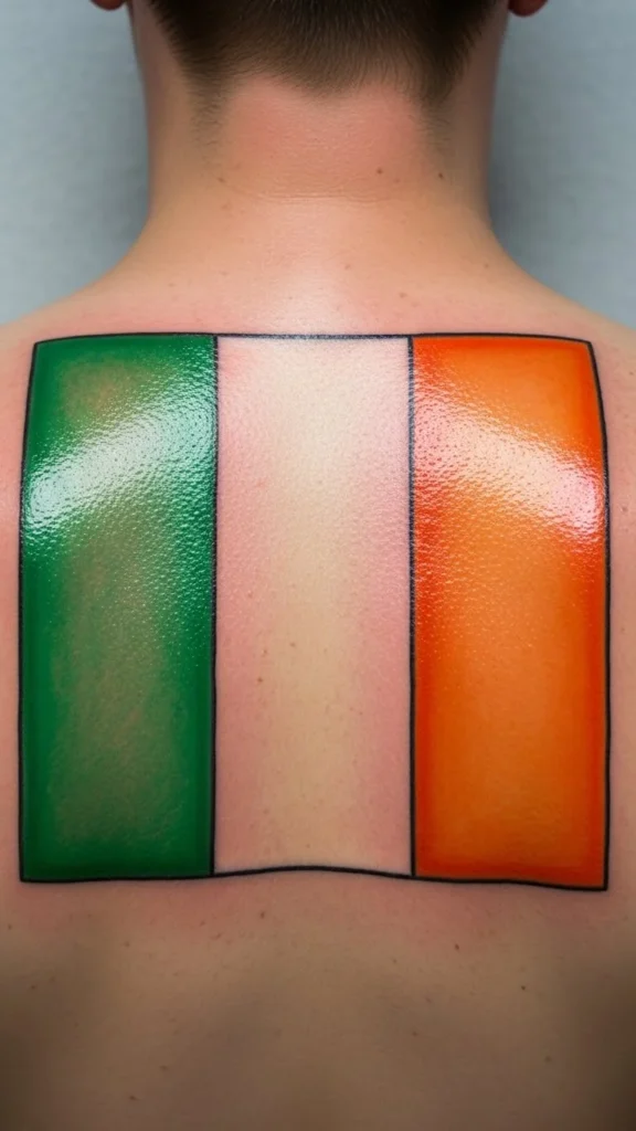 Irish Flag Shoulder Blade Tattoo