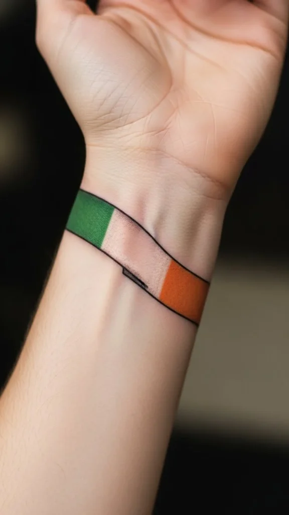 Irish Flag Wrist Wrap Tattoo