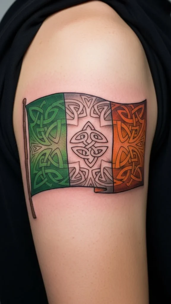 Irish Flag with Celtic Knot Accent