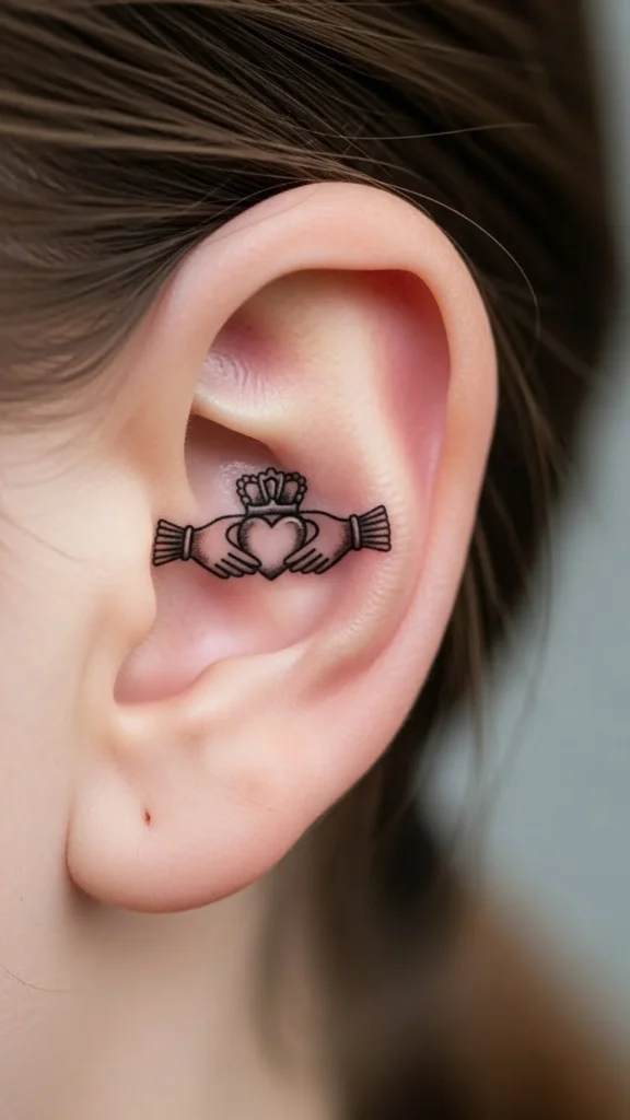 Micro Claddagh Behind the Ear