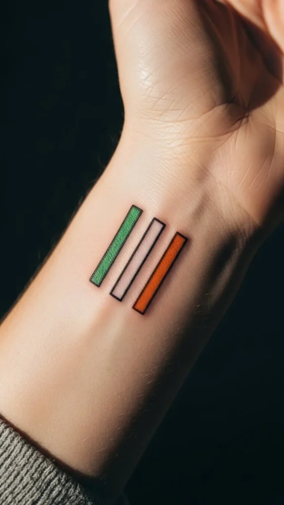 Minimal Irish Flag Stripe Tattoo
