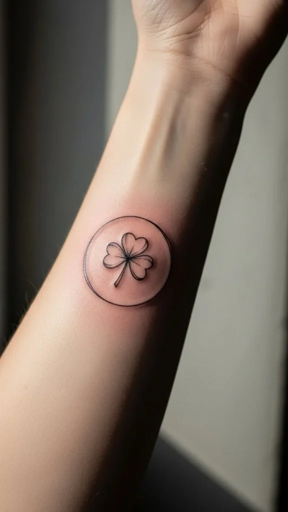 Shamrock Line Art Circle