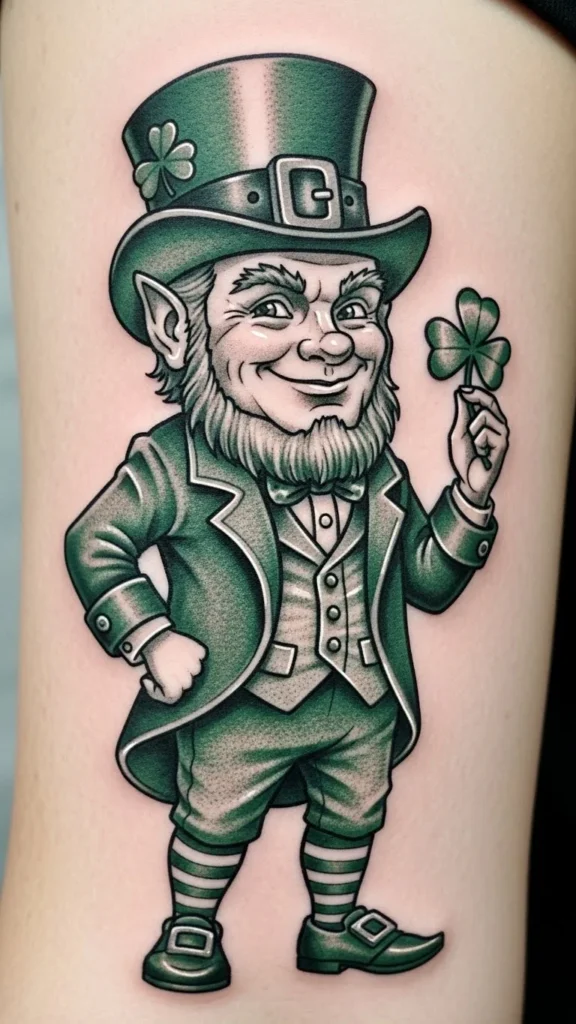 Single-Color Leprechaun Tattoo