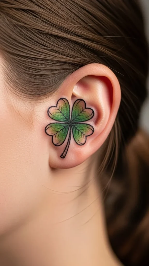 Tiny Shamrock Behind the Ear