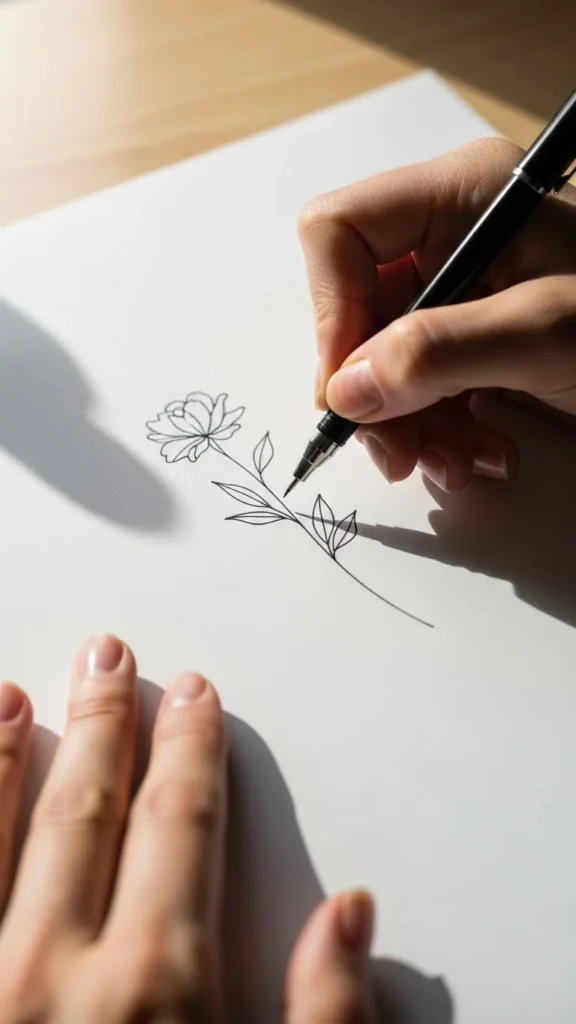 how to draw simple flower tattoos