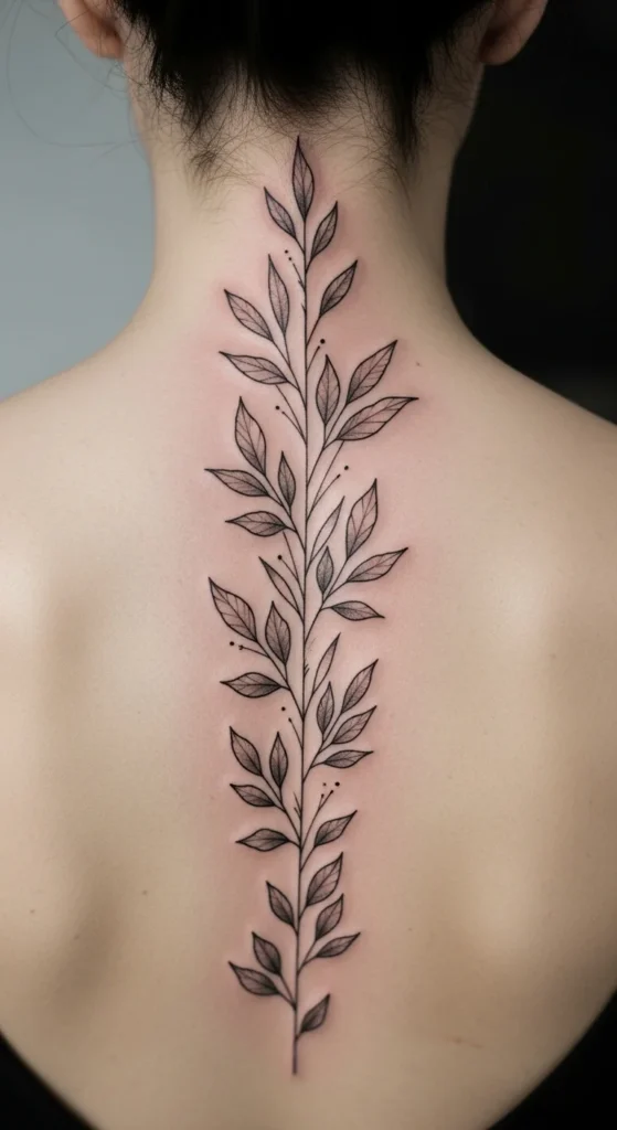 Botanical Spine Tattoo