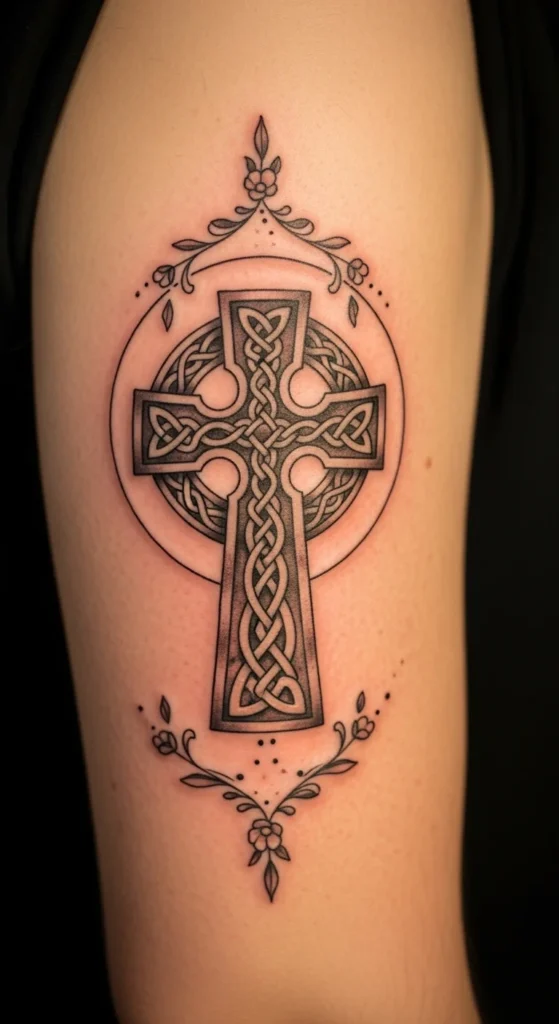 Celtic Cross With Floral Border