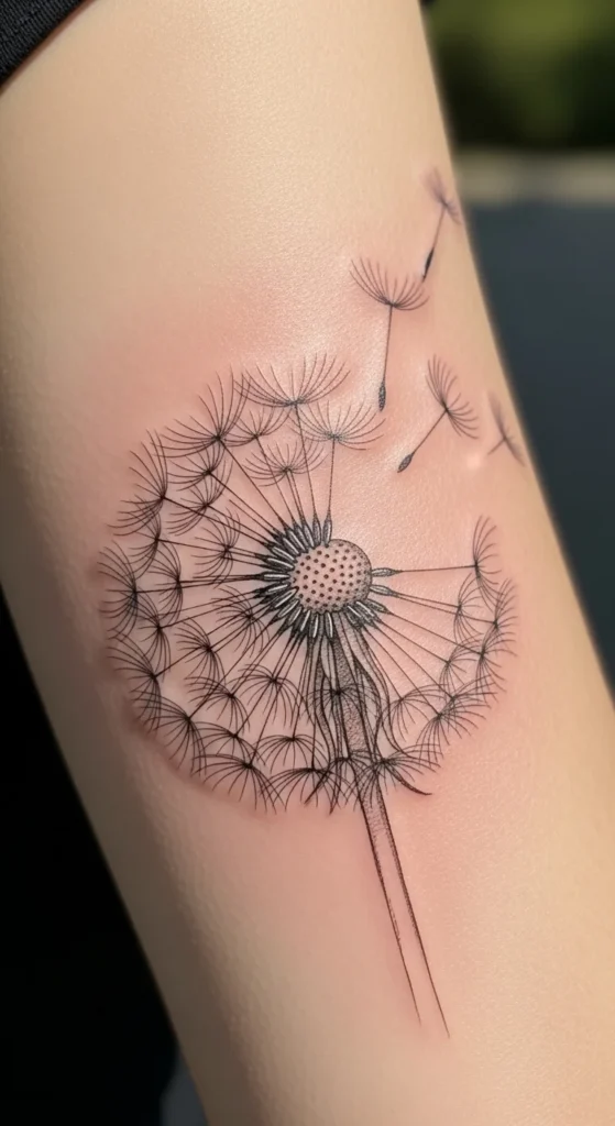 Dandelion Puff in Pencil Lines