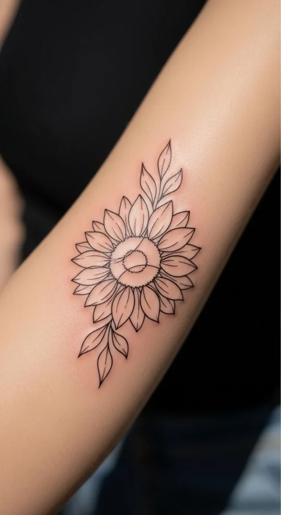 Fine Line Sunflower Outline