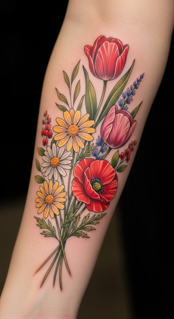 Floral Bouquets on Forearms