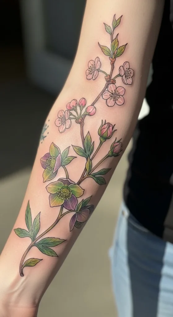 Floral Vine Forearm Tattoo