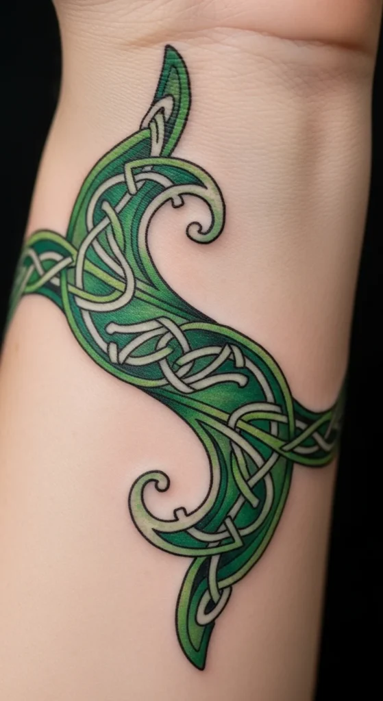 Green Celtic Wave Pattern
