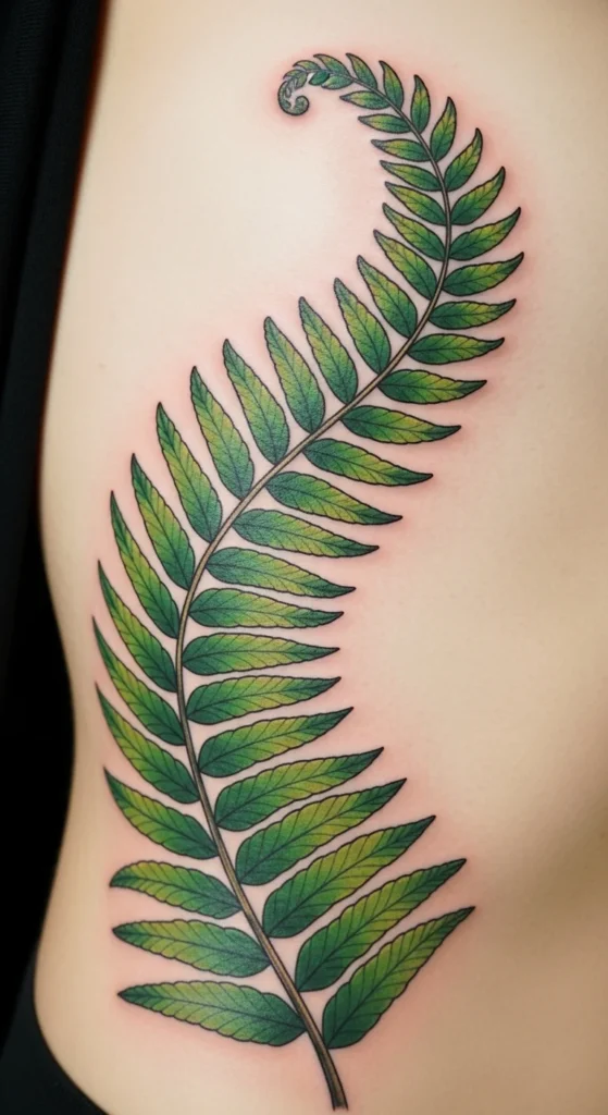 Green Fern Frond Tattoo