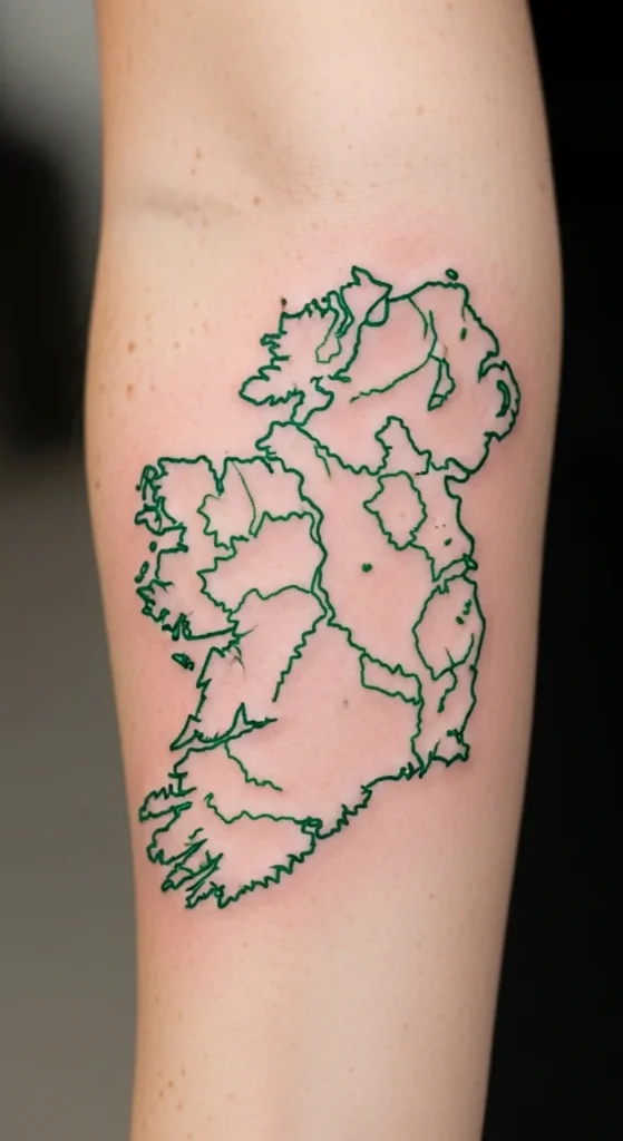 Green Irish Coastline Outline