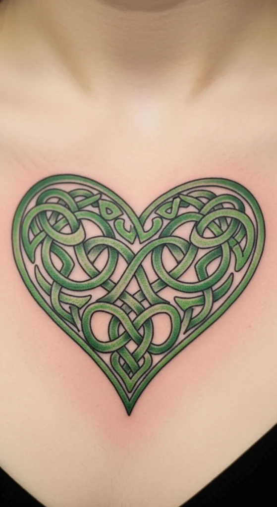 Green Knot Heart Tattoo