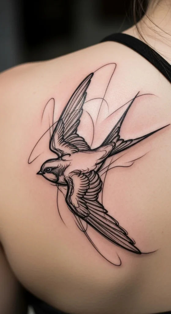 Hand-Sketched Swallow
