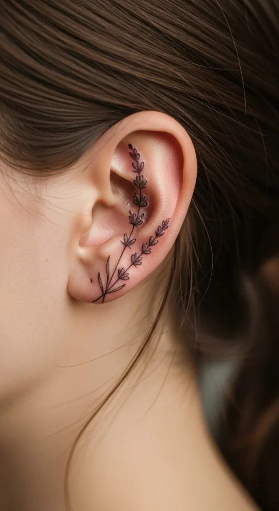 Lavender Sprig Behind the Ear