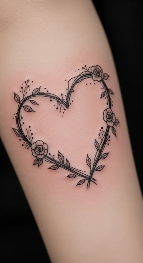 Loose-Line Heart with Florals