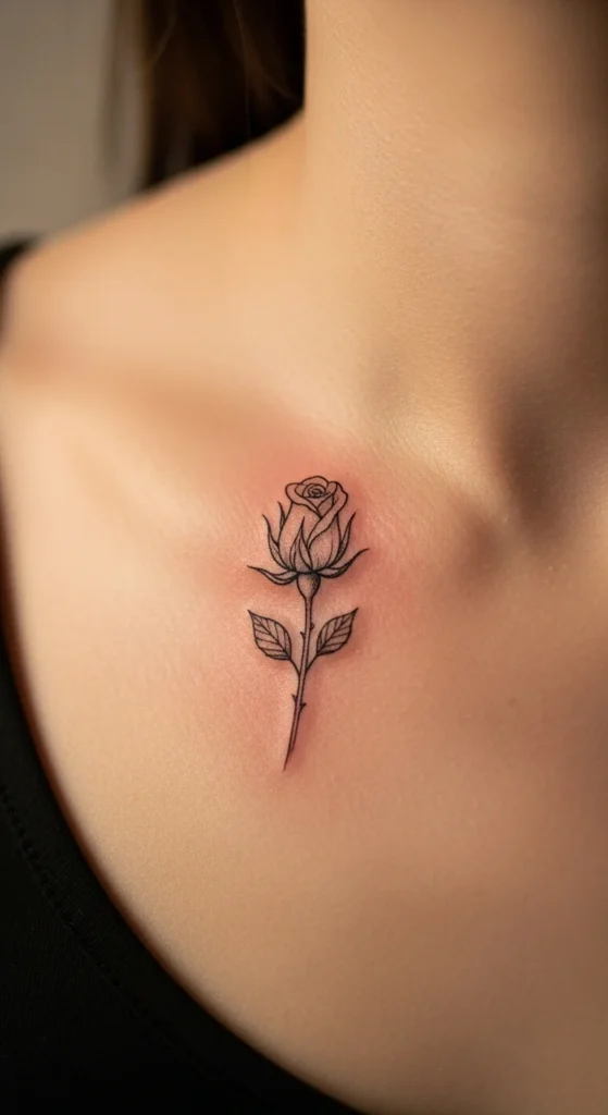 Mini Rosebud on the Collarbone