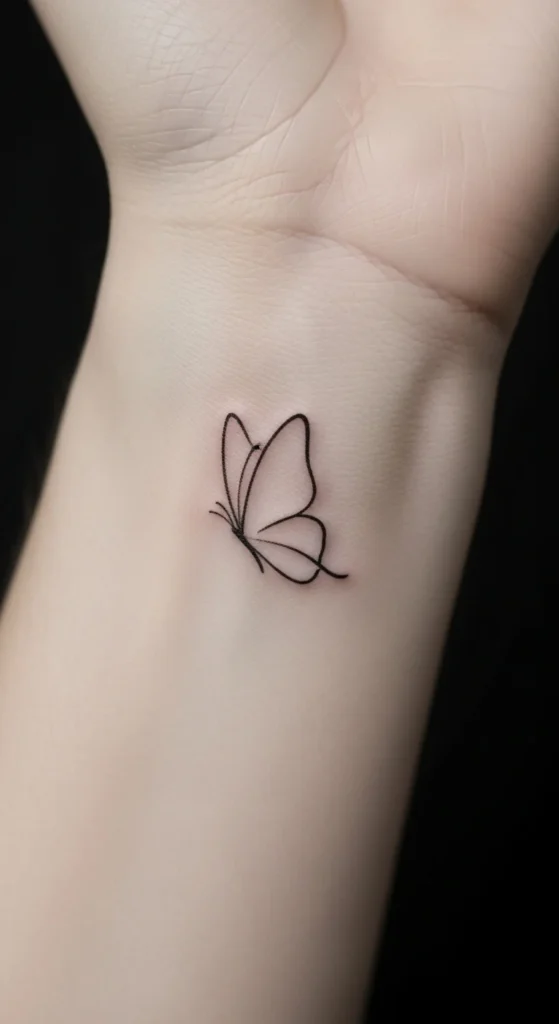 Minimal Butterfly Wrist Tattoo