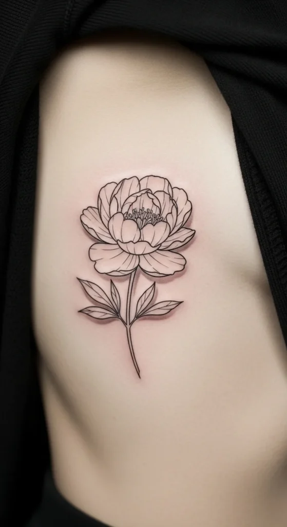 Minimal Peony Outline
