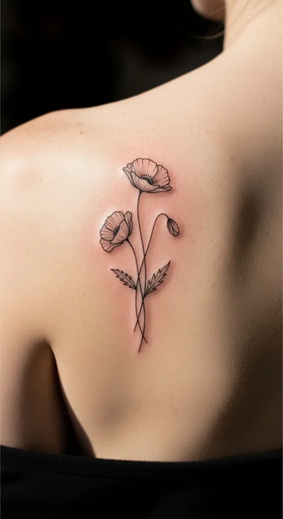 Minimal Poppy on the Shoulder Blade