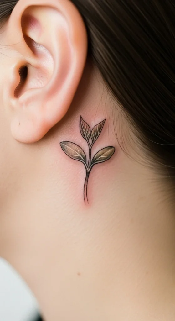 Minimalist Seedling Behind the Ear