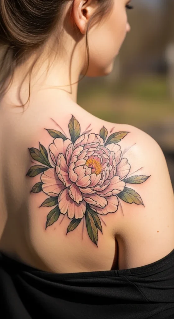 Peony Shoulder Tattoo