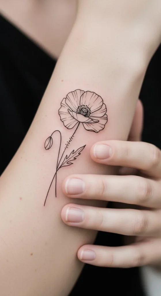Poppy Line Tattoo