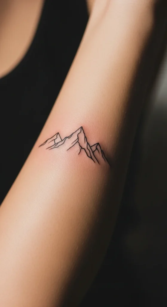 Simple Mountain Line Tattoo