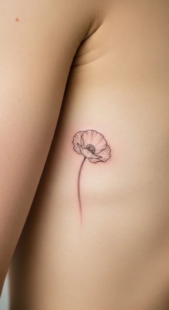 Single Poppy Outline