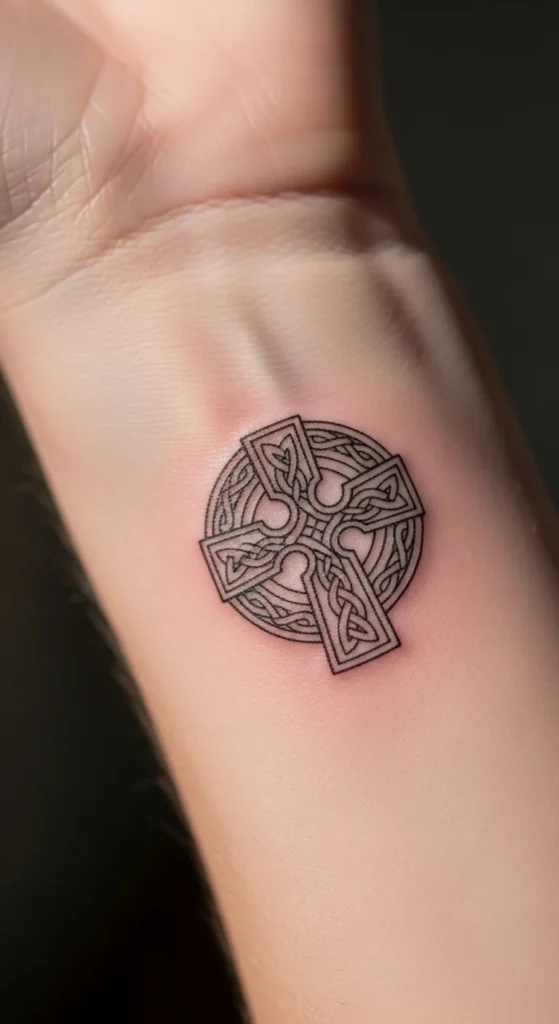 Small Celtic Cross Wrist Tattoo