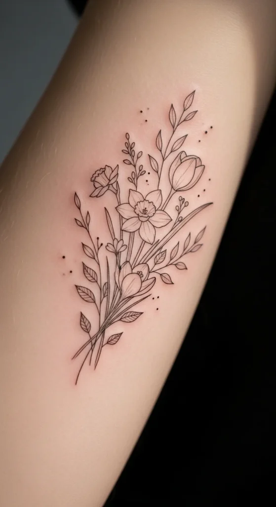 Spring Nature Outline Tattoos