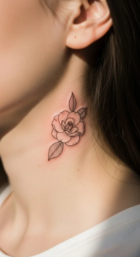 Tiny Camellia on the Neck